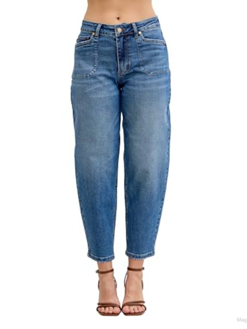 High Waisted Soft Barrel Jeans Stitch Thru Pocket High Rise Loose Fit